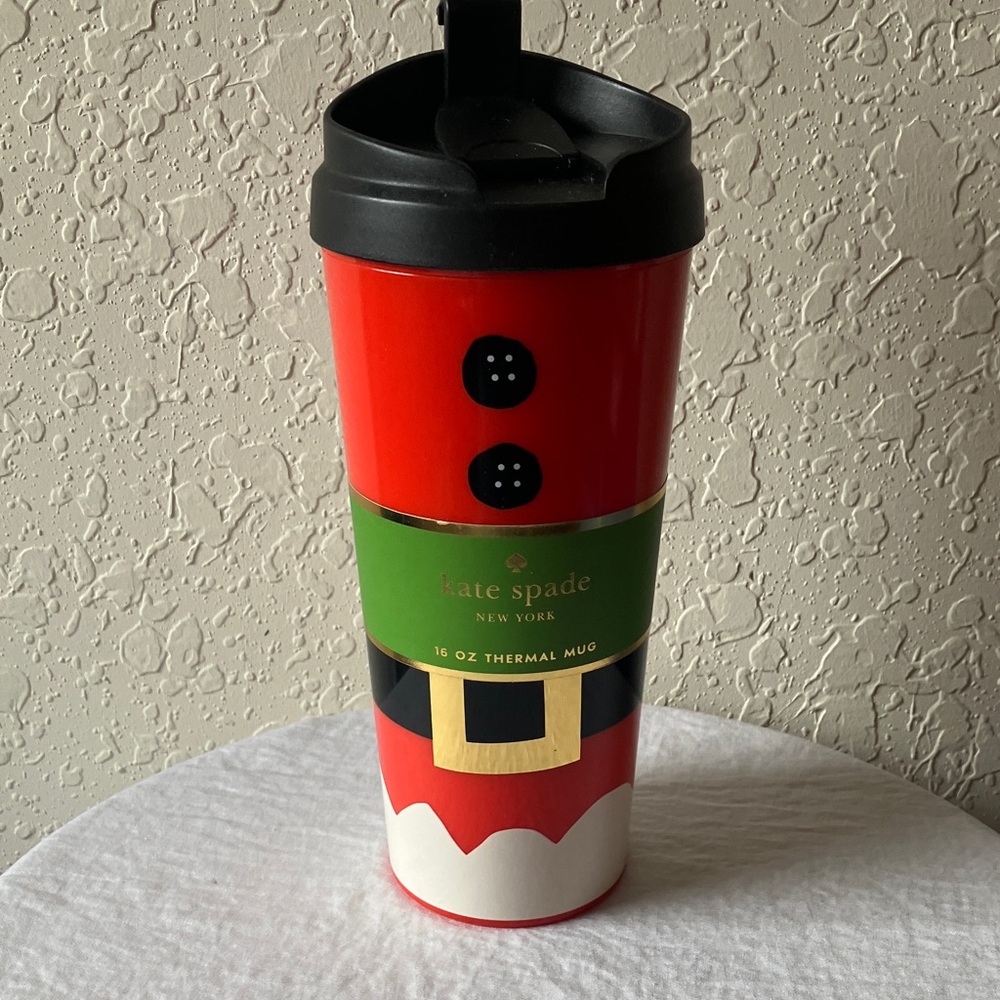 Kate Spade: Red Santa Suit Thermal Mug Tumbler- 16 oz